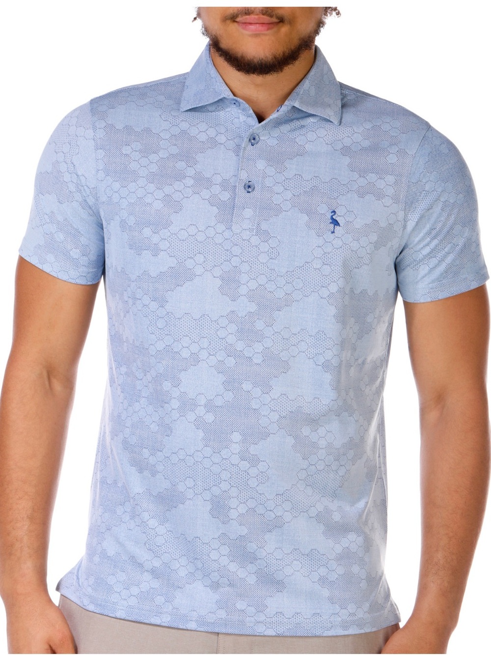NWT Tailorbyrd Men's Light Blue Patterned Polo Shirt Size XL